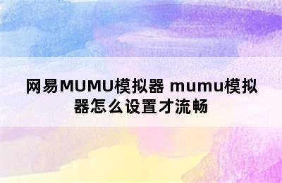 网易MUMU模拟器 mumu模拟器怎么设置才流畅